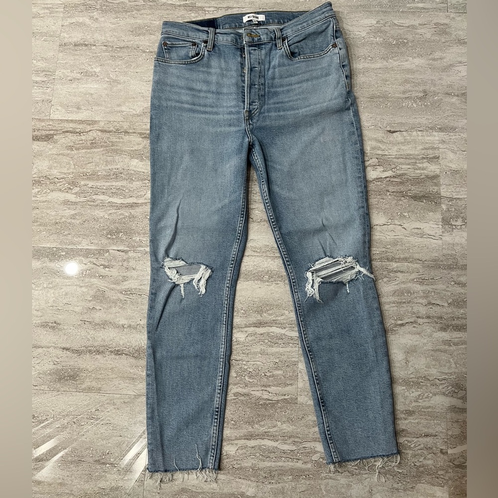 RE/DONE Light Blue Distressed Jeans